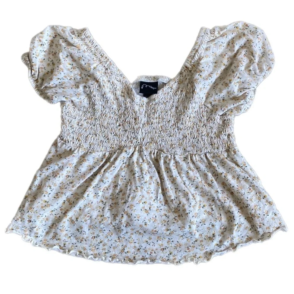 Art class Girls Smocked Crop Top Cream Floral Size‎ Medium (7/8)